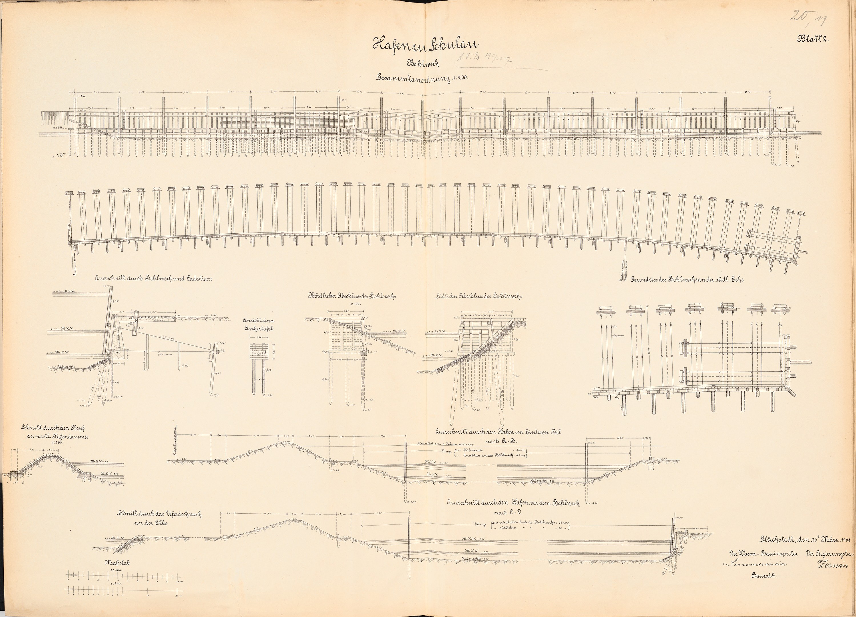 Ein aufgeschlagenes Buch mit detaillierten Zeichnungen und Texten eines Eisenbahnsystems, einschließlich einer Schienenweg-Illustration.