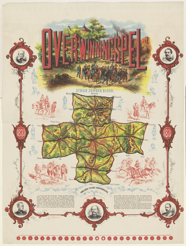 Eine farbenfrohe, detaillierte Karte von Überwiningspel, Deutschland, mit lachenden Menschen, die die Landschaft genießen, Bäumen im Hintergrund und verschiedenen beschrifteten Sehenswürdigkeiten.