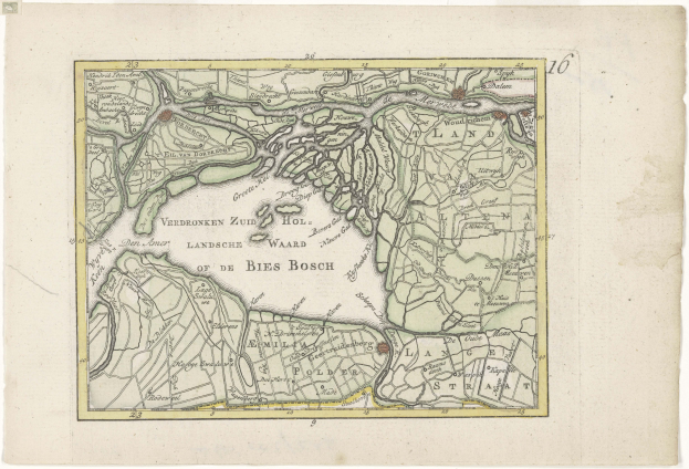 Ein alter, detaillierter Stadtplan von Bies Bosch, Deutschland, der Straßen, Gebäude und Sehenswürdigkeiten mit Textbeschriftungen zeigt.