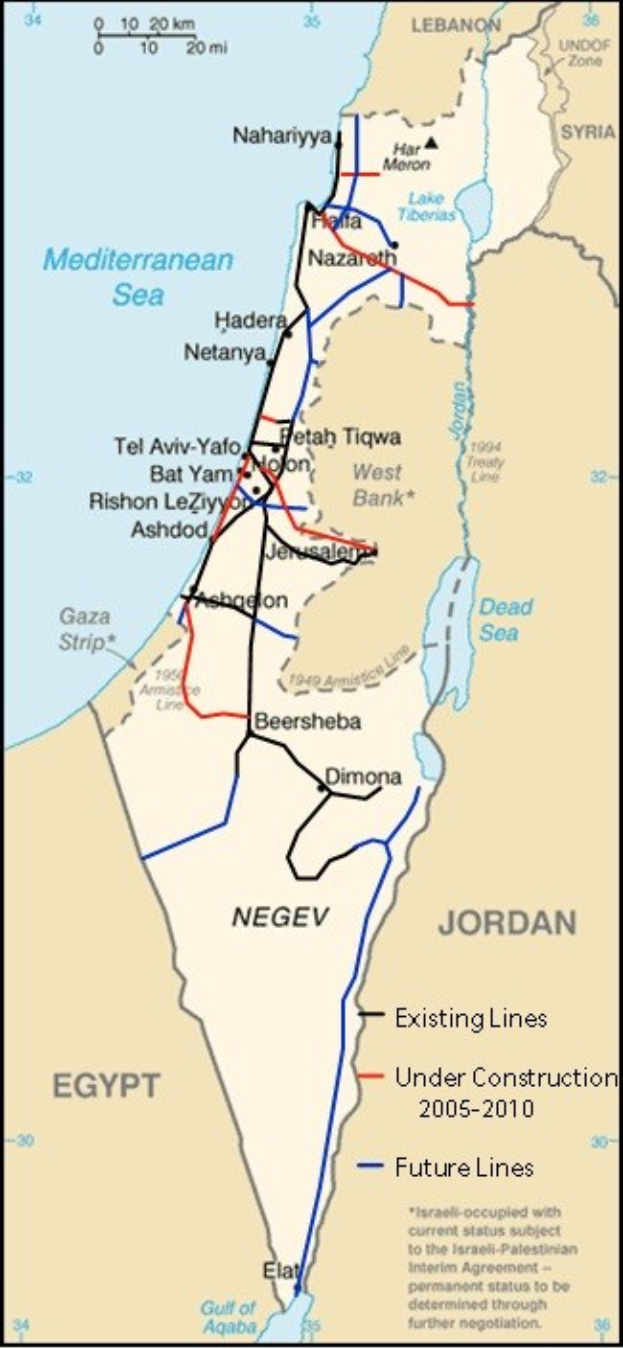 Detailierte Karte von Israel und Palästina mit Text und Linien, die das Ausmaß ihres Konflikts angeben, einschließlich geografischer Merkmale und Stadtnamen.