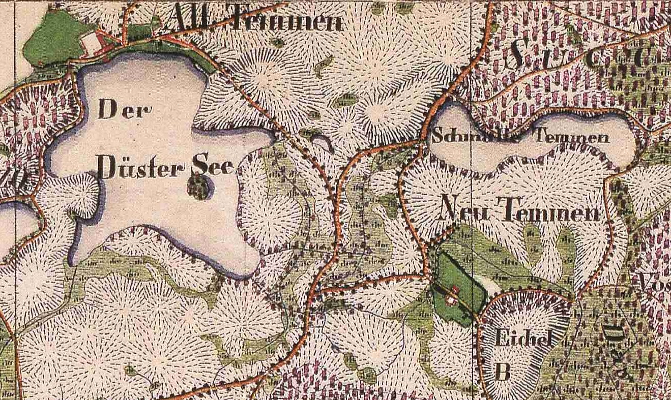 Detailiertes altes Stadtplan von Düsseldorf, Deutschland, zeigt Straßen, Gebäude und Sehenswürdigkeiten mit Textangaben zur Bevölkerung, Dichte und Lage.