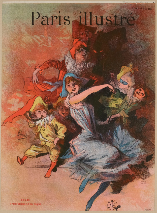 Ein Vintage-Paris-Illustre-Magazin-Cover mit einem Bild von einer Gruppe tanzender Menschen.