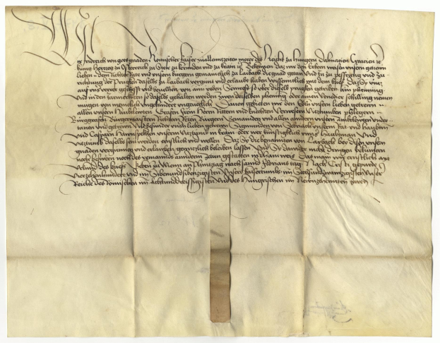 Ein vergilbtes, altes Stück Papier mit schwarzer Handschrift, ein Schreiben des deutschen Staates, das die Freigabe einer Petition für den Tod eines Mannes erbittet.